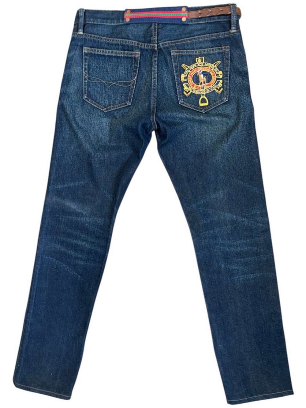 Ralph Lauren Blue Label Embroidered Equestrian Style Belted Jeans